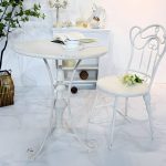 "White Patio Table Metal Contemporary Style Water Resistant in Round Shape - Table Only 31"L x 31"W x 31"H"