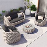 "Gray Metal Modern Sofa with Black Upholstery and Cushions Included - 1-Seater Sofa"