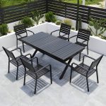 "Aluminum Dining Armchair Stacking Chairs 34.65" High in Black - 8 Piece Set"
