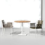 "Contemporary Metal Frame Patio Table Water Resistant Dining Table - Table Only 27.6"L x 27.6"W x 29.5"H Natural Round"