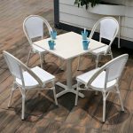 "Traditional Arm Cane Back Dining Chair Stackable for Outdoor - Black 8 Piece Set"