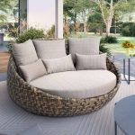 "Nordic Dove Grey Daybed, Water Resistant, Alloy, Seats 3, with Pillow and Cushion, Daybed"