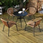 "Minimalist Waterproof Aluminium Material Outdoor Arm Chair with Stackable Black Frame, 1 Chair, 27.6"L x 23.6"W x 29.5"H"