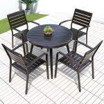 "Outdoor Dining Table Uv-proof Simple Gunmetal Iron, 33.5"L x 33.5"W x 29.5"H, Without Chairs"