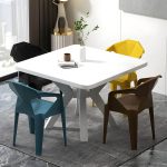 "Plastic Garden Table Modern Simple Household Food Stall Dining Table - White Round Table Only"