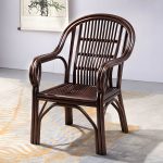 "Traditional Rattan Natural/Black Patio Arm Chair with Water Repellent Finish Cushion - Black 1 Piece"