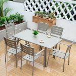 "5-piece Alloy Outdoor Dining Set with Gray Rectangle Table, UV-Resistant, 47.2"L x 27.6"W x 28.7"H, Table & 4 Chairs"