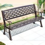 "Trendy Auburn Metal Park Bench with Curved Arm, Curved Seat & Back, 59"L x 24"W x 30"H"