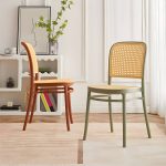 "Contemporary Dining Side Chair with Metal Legs Stacking Side Chair - Yellow 8 Piece Set"