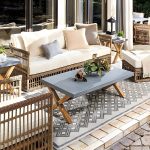 "Modern White Upholstered Wicker/Rattan Sofa with Waterproof Cushions and Pillows - 2-Seater Sofa"