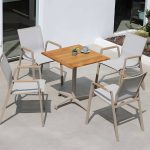 "Modern Outdoor Patio Table UV Resistant Dining Table with Metal Frame - Table Only 27.6"L x 27.6"W x 28.7"H White Round"