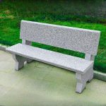 "Casual Garden Bench in Gray Wood Tone with Stone Seating, 35"L x 16"W x 30"H"