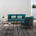 "Metal Frame Contemporary Upholstered Patio Set Waterproof with Removable Cushion - Loveseat 59"L x 31"W x 28"H"