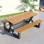 "Casual Midnight Black Watertight Lumber Outdoor Picnic Table, Black, 65"L x 59"W x 29"H"