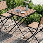 "Trendy Portable Lumber Patio Dining Table for 2 in Sepia, Square Shape, Red, Table Only"