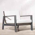 "Modern Metal Black Frame Symmetrical Sofa with White Upholstery and Removable Cushions - 1-Seater Sofa"