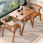 "Trendy Outdoor Dining Table with Storage Receptacle, Natural Wood Frame in Cocoa, Without Chairs"