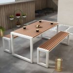 "Industrial Style Wooden Dining Table in Medium Wood Color - Non-Foldable - Table Only 55.1"L x 27.6"W x 29.5"H White"