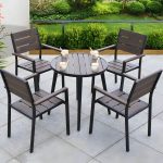 "Contemporary Dining Table Set with Wooden Chair for Courtyard - Table & Chair(s) 27.6"L x 27.6"W x 28.7"H 4"