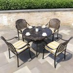 "Bronze Metal Modern Patio Dining Table with 100cm diameter and 73cm height - Table Only"