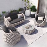 "Rock Board Coffee Table Included Gray Courtyard Sofa Waterproof for Outdoor - 1-Seater Sofa"
