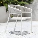 "Contemporary Dining Arm Chair Pure Color Metal Stackable for Outdoor - 4 Piece Set"