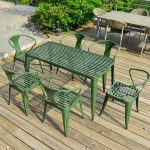 "Minimalist Green Iron Scratch-Resistant Rectangular Patio Dining Table, Table Only"