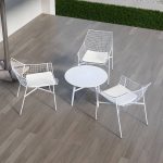 "Contemporary Iron Frame Black and White Armless Dining Side Chair - White 6 Piece Set"