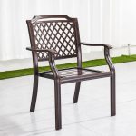 "Gunmetal Iron Patio Arm Chair, Stackable, Minimalist Style, 1 Chair, 24"L x 24"W x 37"H"