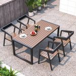 "Trendy Cocoa Iron Frame Rectangle Outdoor Dining Table, Sun-proof, 51.2"L x 27.6"W x 29.5"H, Without Chairs"