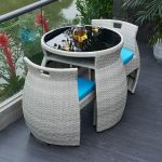 "Simple 3-piece UV-blocking Outdoor Dining Set with Midnight Black Metal Table and Chairs, Gray-White, Desk with 2 Chairs"