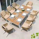 "Modern Aluminum Non-Foldable Patio Dining Arm Chair with Included Cushions 1pc - Brown 16" Density Sponge"