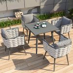 "Contemporary Style 1/3/5/7 Pcs Bistro Set Metal Round Bistro Table Set - 160 x 80 x 75 cm Rectangular Table Zero"