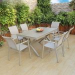 "Trendy Beige Frame Scratch Resistant Composite Wood Patio Dining Table, Table Only"