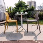 "3-piece White Round Resin Outdoor Bar Table Set, Weatherproof, with Chair and Table, White, Desk with 2 Chairs"
