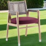 "Scandinavian Dove Grey Watertight Lumber Patio Arm Chair with Cushion, 1 Chair, 24"L x 24"W x 30"H"