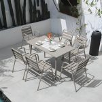 "Contemporary Style Metal Patio Table Water Resistant in Rectangular/Square Shape - 63"L x 35.4"W x 29.5"H Table Only"