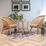 "Tropical Matte Finish Patio Chair Assembled Wicker with Arms - Nut-Brown 4 Piece Set"