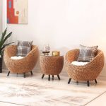"Traditional Rattan Back Patio Arm Chair with White Cushion, 1 Chair, 20"L x 20"W x 28"H"