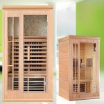 "3 Person Indoor Far Infrared Saunas with Tempered Glass, Remote Control, MP3 Player Compatible, Floor, Bench, Wood Color, 59"L x 43"W x 75"H"