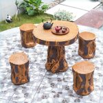 "Irregular Sintered Stone Unfinished Color Patio Dining Table, Without Chairs"