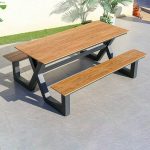 "Rustic Unfinished Color Wood Rectangular Waterproof Outdoor Dining Table, Without Chairs, 71"L x 51"W x 28"H, Wood"