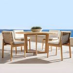 "Bohemian Style Solid Wood Dining Table Set 1/5 Pieces Dining Table Set for Outdoor - Table & Chair(s) 47.2"L x 47.2"W x 29.5"H 4 White"
