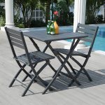 "Metal Modern Folding Patio Dining Set with Strap Back Chairs - Table & Chair(s) 28"L x 28"W x 29"H 2 Champagne"