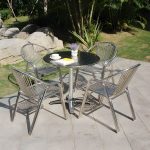 "Silver Modern Armchair Metal Stacking Dining Chairs with Arm - White-Silver 4 Piece Set"