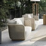 "Contemporary Outdoor Sofa with Cushion UV and Water Resistant Patio Sofa - Beige 1-Seater Sofa"