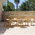 "Art Deco Square Sand Waterproof Teak Patio Dining Table, 31.5"L x 31.5"W x 28.3"H, Without Chairs"
