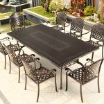 "Modern Aluminum Patio Dining Table with Non-Foldable Rectangular Metal Top - Table Only 59"L x 35"W x 29"H"
