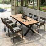 "Brown Wooden Patio Table Contemporary Style in Rectangular Shape - Table Only 63"L x 30"W x 28"H"