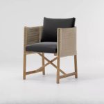 "Scandinavian Compact Foldable Patio Arm Chair with Dove Grey Upholstery, Metal, 24"L x 22"W x 33"H"